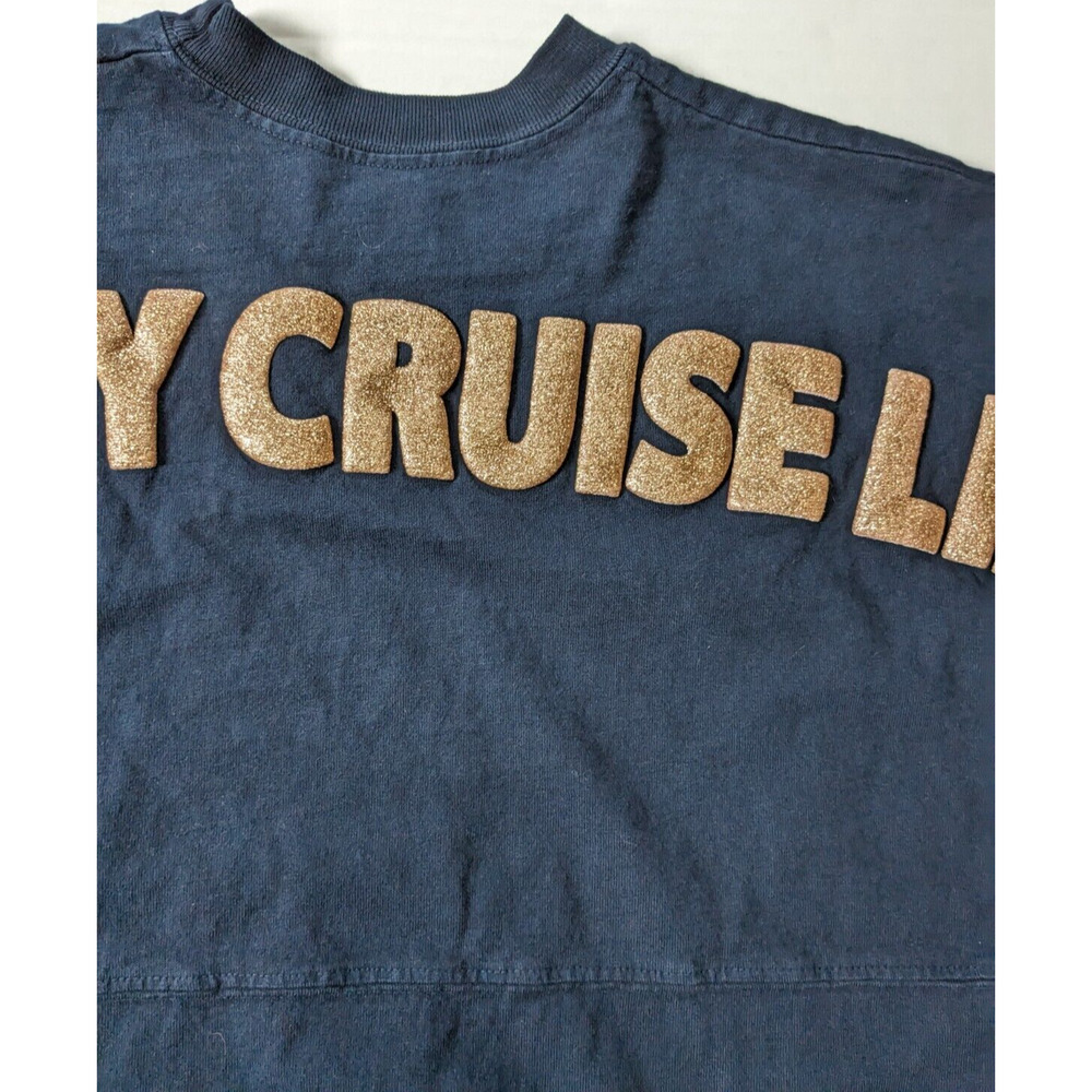 Disney Cruise Line Spirit Jersey Size S Blue With Gold Glitter LongSleeve Shirt - Picture 2 of 11